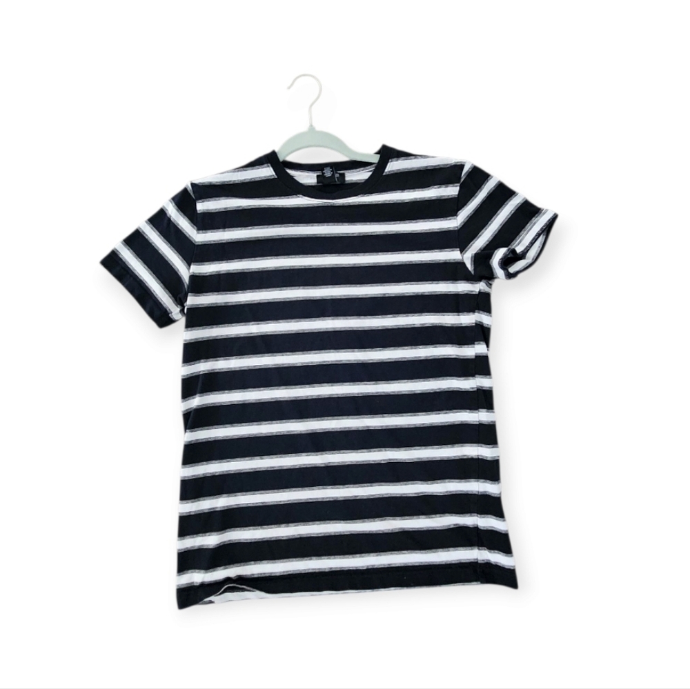 Mens Striped Short Black/White Tee